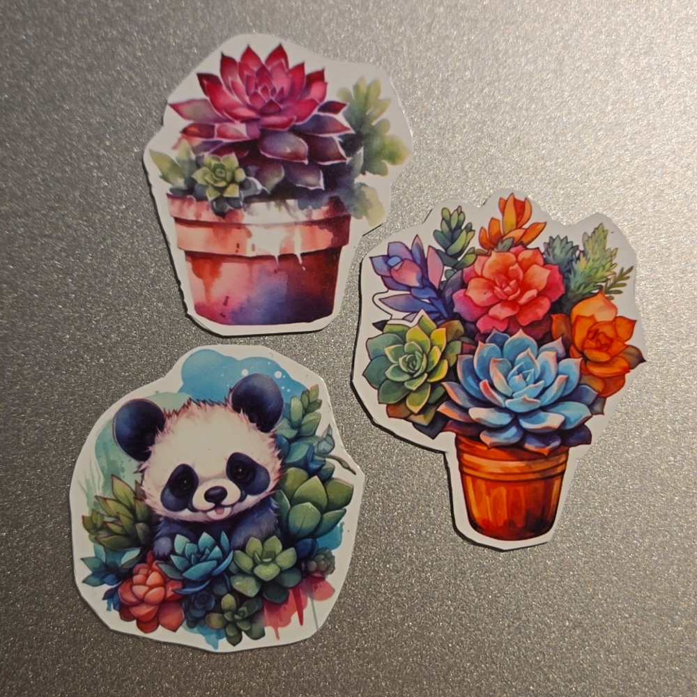 Panda Succulents Magnets Custom Handmade Locker School Accessories